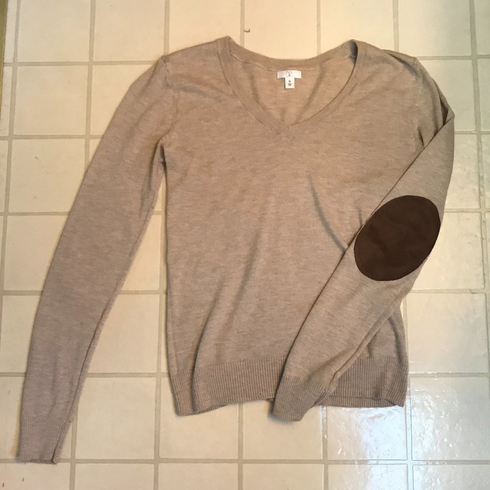 Heather Tan Elbow Patch Shirt